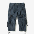 Dropsping Summer New Calf-Length Cargo Pants Men Cotton Casual Outdoor Trousers ckets Solid  Casual Pants For Man. 