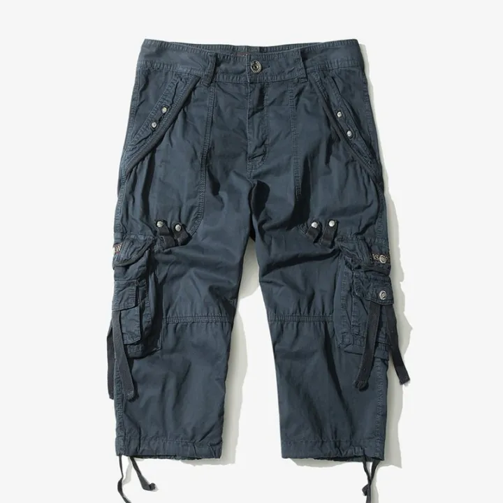 Dropsping%20Summer%20New%20Calf-Length%20Cargo%20Pants%20Men%20Cotton%20Casual%20Outdoor%20Trousers%20ckets%20Solid%20%20Casual%20Pants%20For%20Man%20-%20Image%202
