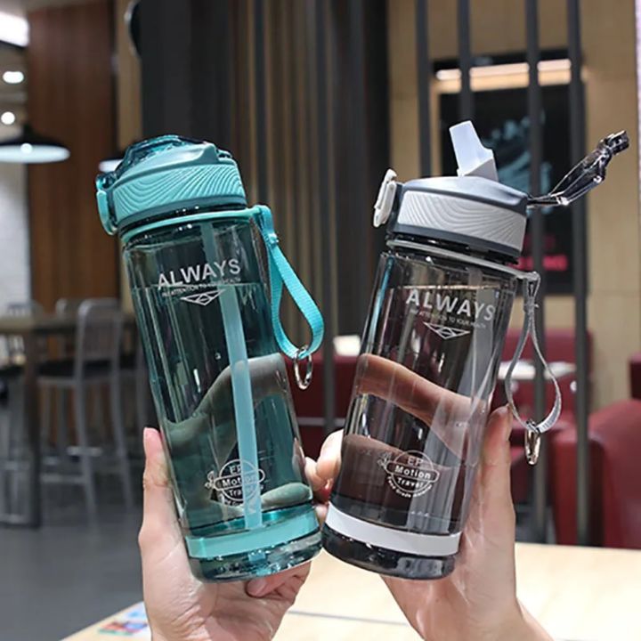 800ml Sports Water Bottle with straw For Camping Hiking Outdoor Plastic Transparent BPA Free Bottle For men Drinkware Water Bottles