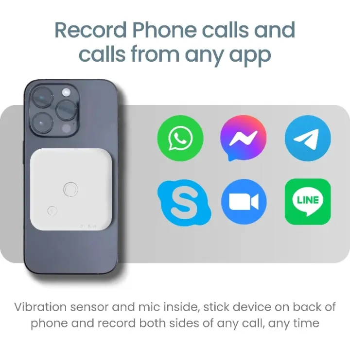 Mobile Phone Call Recorder,App Small Bone Mark Sensing Bluetooth Voice Recorder with Password Magnetic Suction for IOS Android