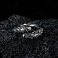 Retro original design, Ruyi, gold hoop bar, ring, men's tide, domineering, retro 999 silver, single index ring, handmade. 