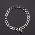 【Daily Necessities For Anyone Store】2Pcs Heart Magnet Attraction Bracelets For Stainless Steel Cuba Chain Men's Cross Charm Bracelet Jewelry.