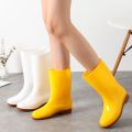Knee-High Rain Boots Men's Boots Short Tube Sanitary Rain Shoes Beef Tendon Bottom Acid and Alkali Resistant Middle Tube Chef White Rubber Shoes Female.
