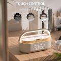 JAEEE Digital Alarm Clock Radio with Bluetooth Speaker,15W Wireless Charger, Dual Wireless Speaker,Adjustable Loud Alarm Sound.