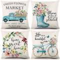 Spring Pillow Covers 18X18Inch Throw Pillow Case Set of 4,Home Decor.