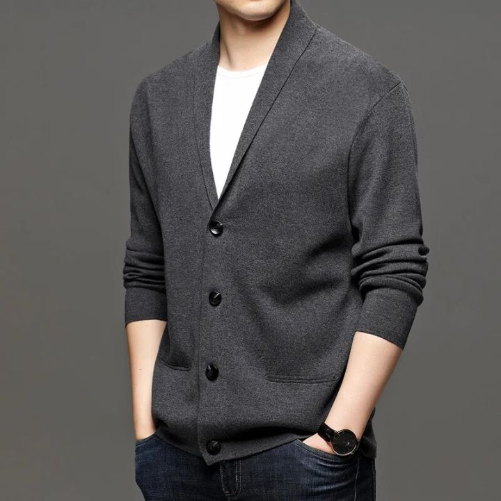 Korean%20Cardigan%20Men's%20Sweater%20Knit%20Top%20Male%20Clothes%20Black%20Long%20Sleeve%20V-Neck%20Wweater%20Oversize%20Sweater%20Jacket%20Men's%20Coat%20S-3XL%20-%20Image%203