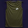 Olive Color Sleeveless T-Shirt for Men(Megi Hata) imported by BUYFAST - T Shirt. 