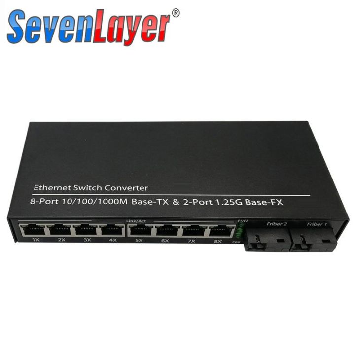 Computer Ethernet 10/100/1000M 8 RJ45 UTP 2 SC Fiber Port Fiber Optical Media Converter Gigabit Ethernet Switch