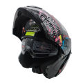 Stealth -103 Glossy Black SKULL-BULE Full Face Helmet.