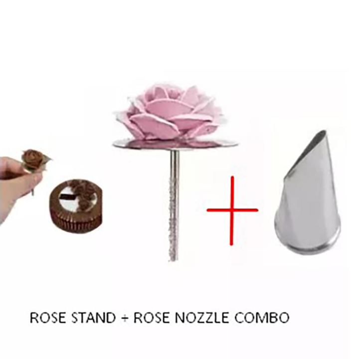 Rose Stand And Rose Nozzle Set For Cake Decoration - Complete Kit With 2 Essential Pieces For Beautiful Cake Designs