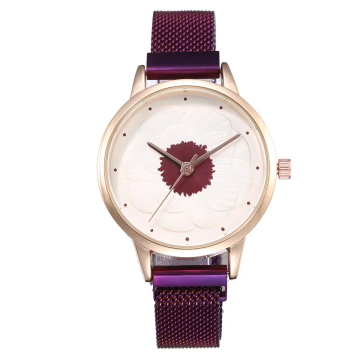 Fashion%203D%20Flower%20Alloy%20Flower%20Milan%20Mesh%20Belt%20Magnetic%20Buckle%20Quartz%20Watch%20Women's%20Casual%20Fashion%20Watch%20-%20Image%206