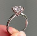 Classic Six Claw S925 Silver Plated Simulation Diamond Cut Woman Ring.