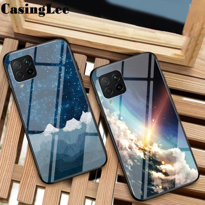 Casinglee For Samsung Galaxy A42 Case Couple Starry Moon Glass Protector Meteor Start Back cover for Samsung A42 Phone cases Cover For girls and Boys