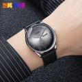 SKMEI Men Quartz Watch Leather Strap Waterproof Watch Fashion Minimalist Style For Men 1991. 