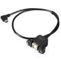 Mini USB 5 Pin Male Left Angeled to USB 2.0 B Female Printer Panel Mount Cable. 