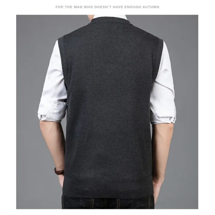 Men's%20Sweater%20Vest%20Winter%20Fashion%20V-Neck%20Short%20Slim%20Fit%20Sweater%20Solid%20Color%20Sleeveless%20Sweater%20Waistcoat%20Male's%20Clothes%20C73%20-%20Image%205