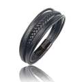 Leather Bracelet Men Stainless Steel Top Quality Jewelry Male Black Braided Fashion.