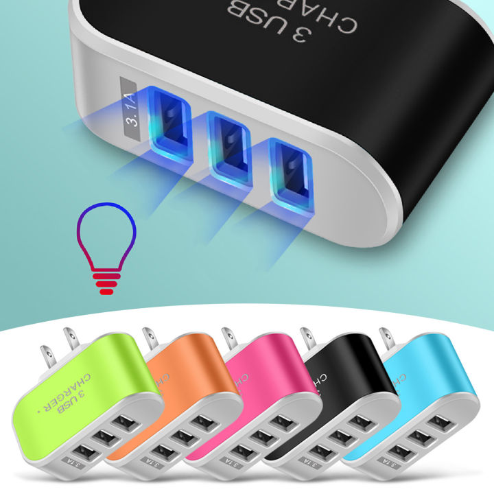 5V 1A 3-Port USB Wall Charger Adapter Candy Color For Mobile Phone ...
