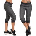 Women Joggers 3/4 Pants Casual Elastic Waist Sport Women Fitness Pants Capri Hose Strass Dance Paisley Drawstring Female Trouser. 