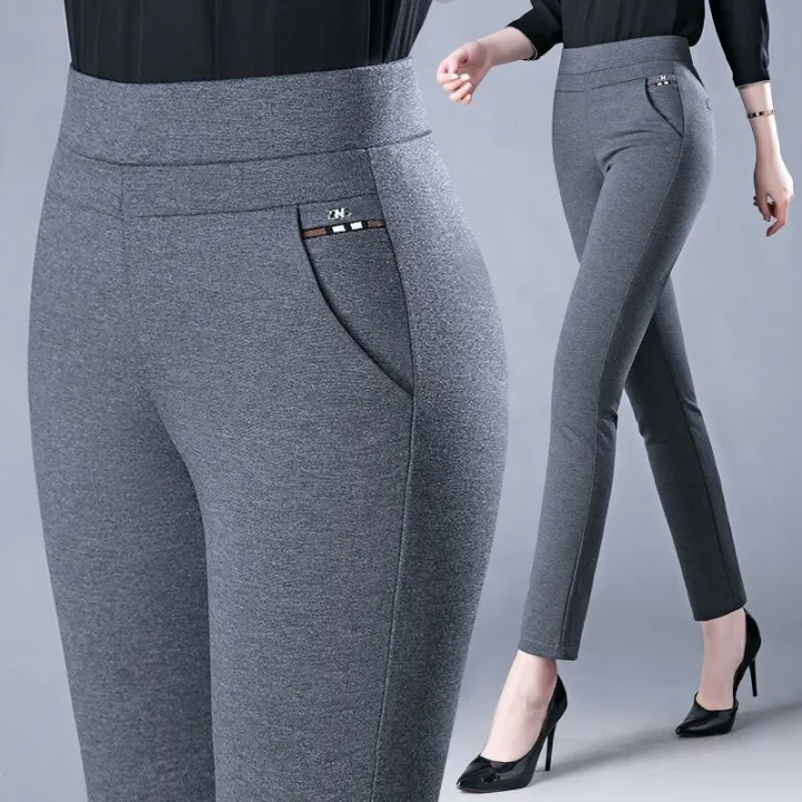 Spring%20Autumn%20Elegant%20High%20Waist%20Casual%20Stretch%20Slim%20Middle%20Aged%20Women%20Trousers%20Ladies%20Fashion%20All%20Match%20Black%20Gray%20Pencil%20Pants%20-%20Image%206
