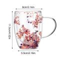 Mugs With Dry Flowers Double Wall 350ML Creative Double Wall Coffe Mug Real Dried Flower Filler Glass Handle Heat Heat Resistant.