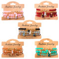 Fashion Hippie Jewelry Multilayered Colorful 4 Sets Bohemian Stackable Crystal Beaded Bracelets Beads Stretch Bracelet For Women.