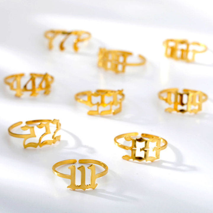 Elegant%20Non%20Tarnish%20Silver%2018K%20Gold%20Plated%20111-999%20Woman%20Stainless%20Steel%20Adjustable%20Angel%20Number%20Rings%20Jewelry%20-%20Image%204