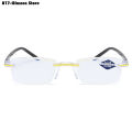 Luxury Diamond Cut Reading Glasses Men Rimless Anti Blue Light Eyeglasses Ladies Plus Prescription Eyewear Diopter 1.0 To +4.0 PCardiaCP. 