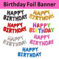 Colorful Birthday Foil Banner: Multicolor, Black, Red, Golden, Silver, Blue, and Pink Foil Birthday Banner Balloons- (Pack of 1 Pcs). 