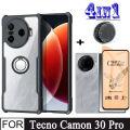 Tecno Camon 30 Pro Shockproof Phone Case for Tecno Camon 30 4G 5G 4 in 1 Privacy Ceramic Full Matte Screen Protector and Mobile phone holder. 