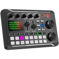 F998 Live Sound Card Audio Mixer Podcast, Voice Changer for Sound Effects Board for Microphone Karaoke. 