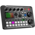 F998 Live Sound Card Audio Mixer Podcast, Voice Changer for Sound Effects Board for Microphone Karaoke. 