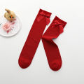 I LOVE DAD Elegant Bow Girl Knee-high Socks Solid Color Striped Stockings Children's Princess Style Socks Korean Style.
