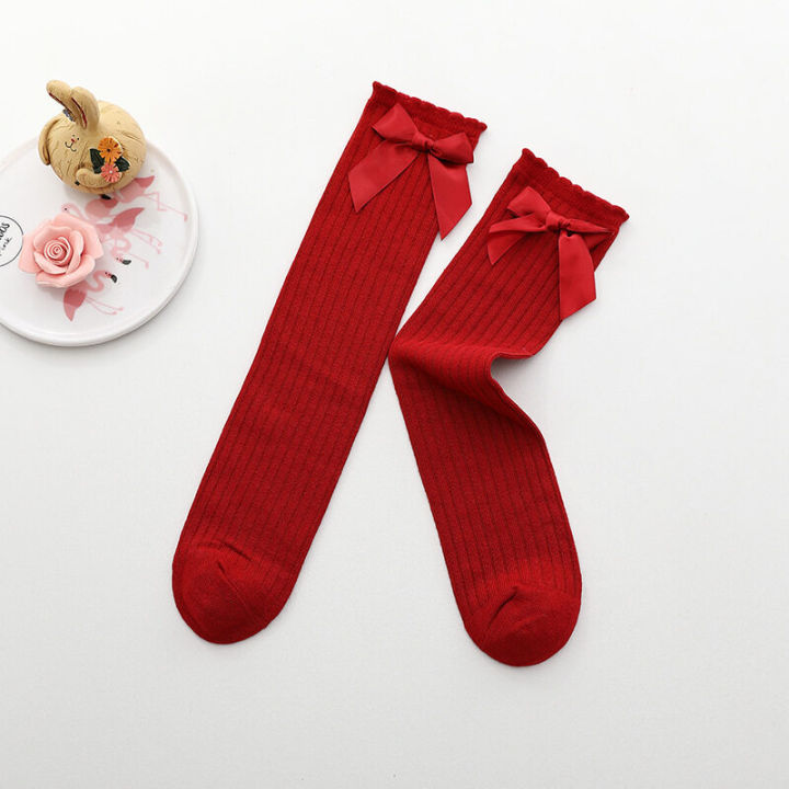I%20LOVE%20DAD%20Elegant%20Bow%20Girl%20Knee-high%20Socks%20Solid%20Color%20Striped%20Stockings%20Children's%20Princess%20Style%20Socks%20Korean%20Style%20-%20Image%208