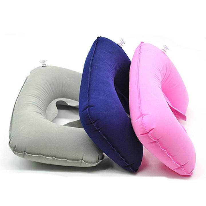 Air Cushion Pillow Inflatable Travel Air Cushion Neck Rest U Shape Plane Flight Pillow Inflatable Neck Pillow Short Plush Cover