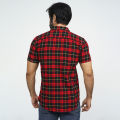 Premium Quality Red Color Full And Half Sleeves Casual Check Shirt For Men.