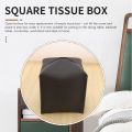 PU Leather Square Tissue Box Holder - Decorative Holder-White.
