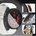 Smalshop 6-5-4-alaxy Official Website Strap 44mm Tempered Glass Case Strap 【2025 Version】 for Samsung Galaxy Watch 7 40mm Silicone Bracelet GWatch FE.