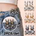 Buckle Extender For Women Skirt Pant Jeans Invisible Detachable 2Pcs Nail-free Rabbit Clothing Accessories Tighten Waist Button Metal Cute Waist Clip Adjustable. 