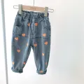 Aobei girls' jeans, children's pants, spring clothes, Korean version of small children's foreign harem pants, casual pants. 