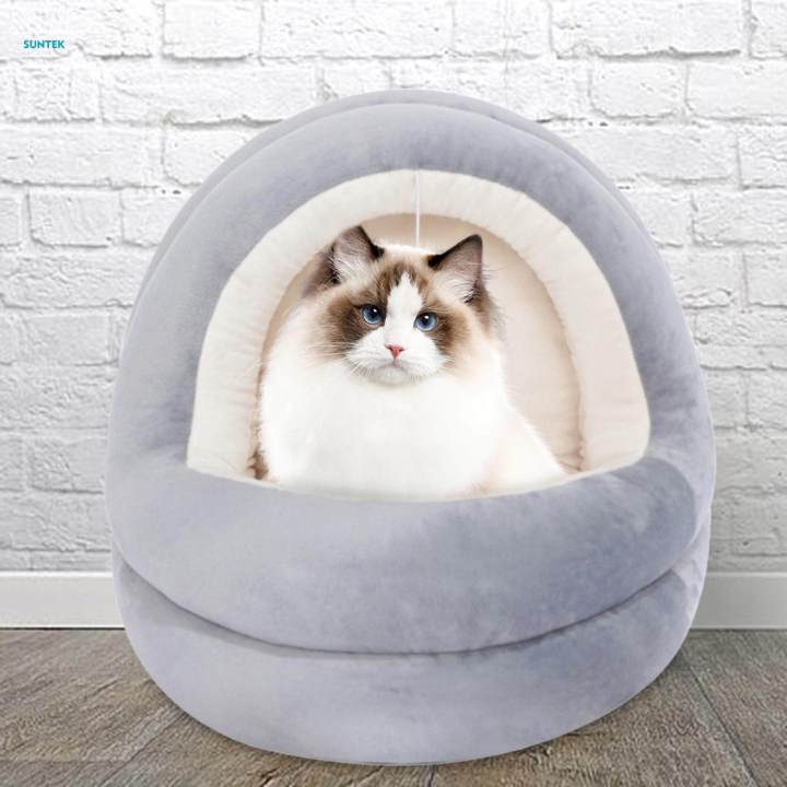 Cat%20Nest%20Soft%20Furniture%20Autumn%20Winter%20Kennel%20Indoor%20Dog%20Cat%20Bed%20Semi%20Enclosed%20Pet%20Cat%20large%20White%20-%20Image%202