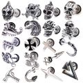 Unisex Women Men Earrings Stainless Steel Piercing Nail Screw Cross Stud Earrings Punk Helix Ear Piercings Fashion Jewelry.