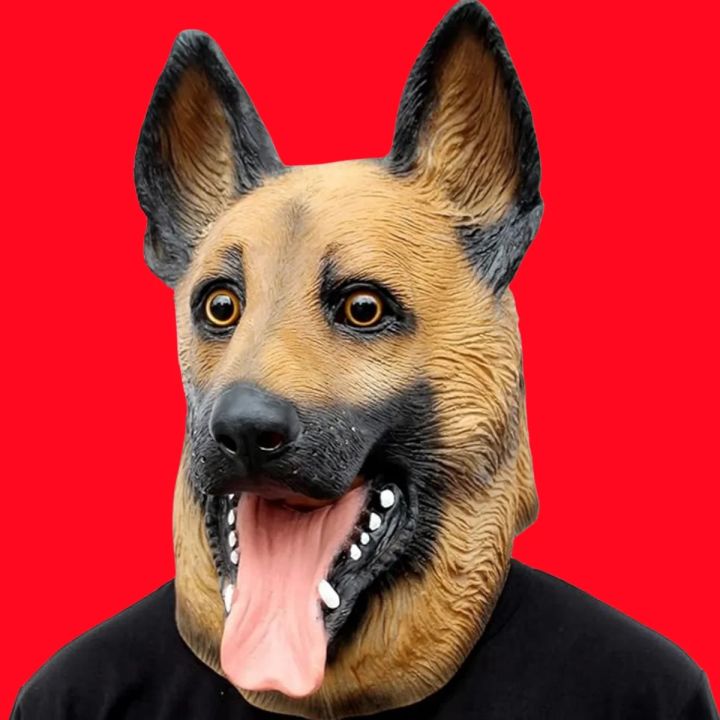 Cosplay Funny Animal Sheepdog Dog Masks German Shepherd Full Face Mask Halloween Realistic Animal Full Head Latex Headgear