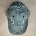 Sky Blue Distressed Ripped Denim Wash Cap/ Hat Premium.