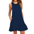 Women's Summer Casual Swing T-Shirt Dresses Beach Cover Up With Pockets Loose T-shirt Dress. 