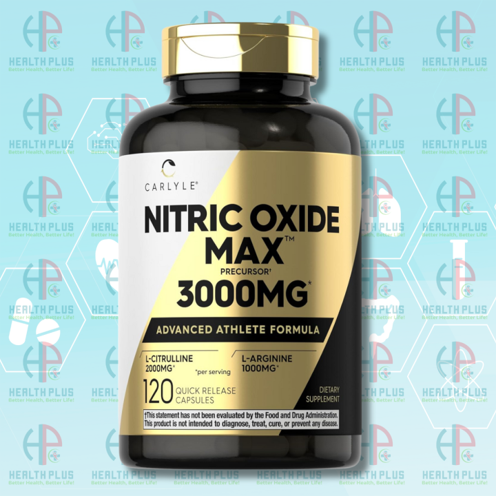 Carlyle Nitric Oxide Supplement 3000mg | 120 Capsules | Pre Workout with L-Arginine & L-Citrulline | Non-GMO, Gluten Free