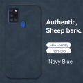 Lenuo For Samsung Galaxy A21s Sheepskin Leather Shockproof Case Luxury Matte Back Cover.