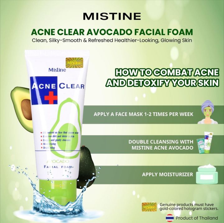MISTINE%20ACNE%20CLEAR%20FACIAL%20FOAM%2085G.%20NEW%20AVOCARDO%20FACE%20WASh(Made%20In%20Thailand)%20-%20Image%202