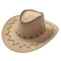 Suede Western Cowboy Hat Sun Block Visor Hat Straw Hat Large Brim Hats for Men and Women. 