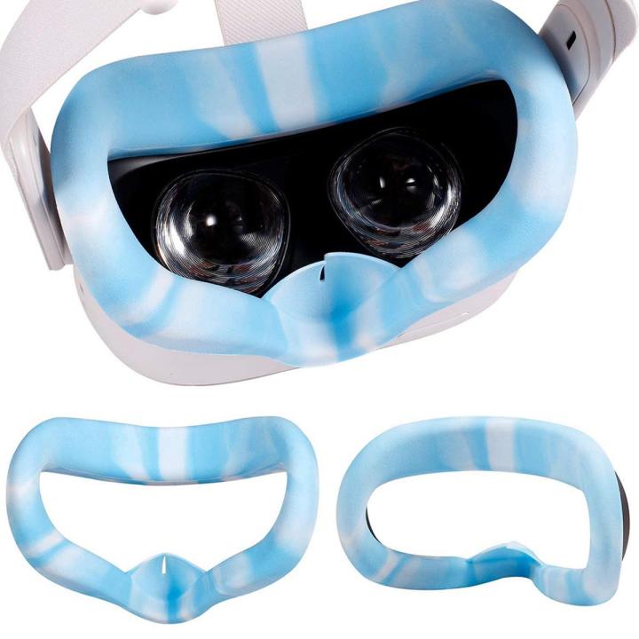 2PCS VR Silicone Cover for Quest 2 Headset Facial Cover Eyes Mask Sweat Proof Light Proof Anti-Leakage(Blue)